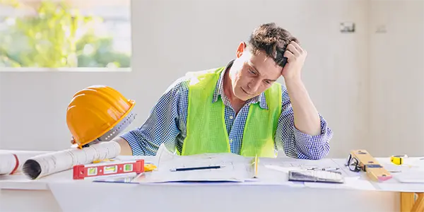 A frustrated professional is looking at cost estimates that are wrong.